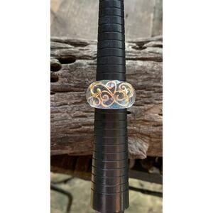 Elizabeth Adams 14K Gold and Glass Ring Size 11
